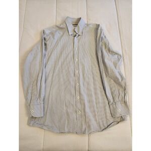 Charles Tyrwhitt Slim-Fit Dress Shirt Men's 16.5/34  White W/Blue & Gray Check